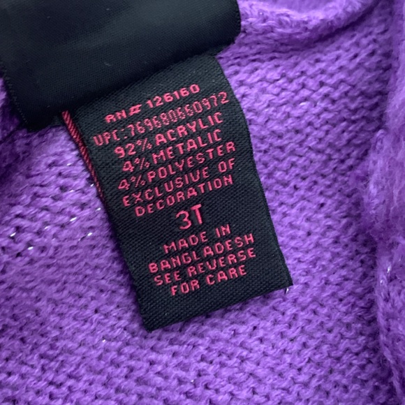 Purple button up hooded sweater 3t - Picture 3 of 5